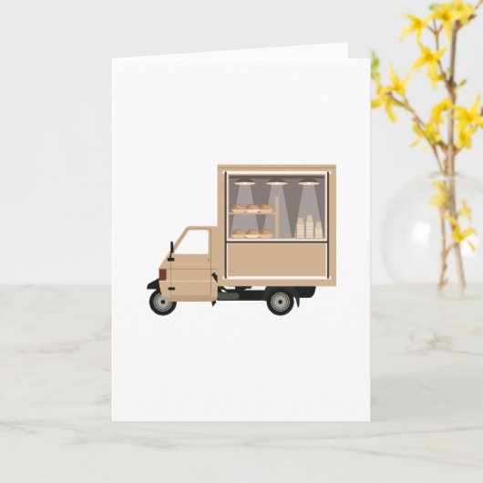 Mobiele koffieauto-Wenskaarten Kaart (Gele Bloem)