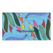 Mobiele kunst met bladvormen in meerdere kleuren naambadge (Voorkant)