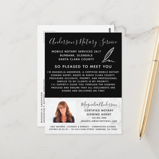 Mobiele marmerfoto van de Noteerservice Briefkaart (Voorkant / Achterkant in situ)