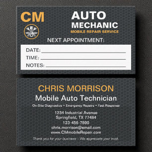 Mobiele Mechanische Auto Reparatie Afspraakkaart Afsprakenkaartje