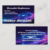 Mobiele Mechanische Auto Reparatie Shop Paarse Neo Visitekaartje (Voorkant / Achterkant)