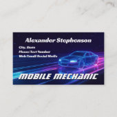 Mobiele Mechanische Auto Reparatie Shop Paarse Neo Visitekaartje (Voorkant)