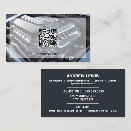 Mobiele Mechanische Douane QR Visitekaartje (Voorkant / Achterkant)