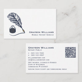 Mobiele mobiele Quill QR Code White Navy Business Visitekaartje