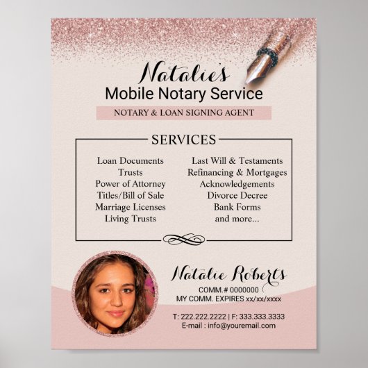 Mobiele mobiele service Moderne Roos Gold Glitter Poster (Voorkant)
