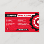 Mobiele monteur, auto reparatie, auto reparatie, b visitekaartje (Achterkant)