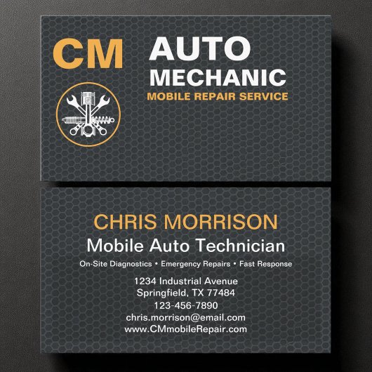Mobiele monteur auto reparatie diensten visitekaartje