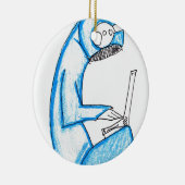 Mobiele muziekproducent - blauw keramisch ornament (Rechts)