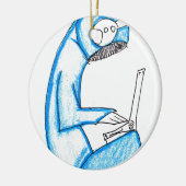 Mobiele muziekproducent - blauw keramisch ornament (Links)