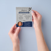 Mobiele Notarievenblauw en zilverglitter foto Flyer (Hand)