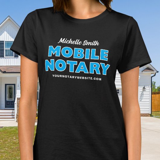 Mobiele notaris blauw zwart gepersonaliseerd t-shirt