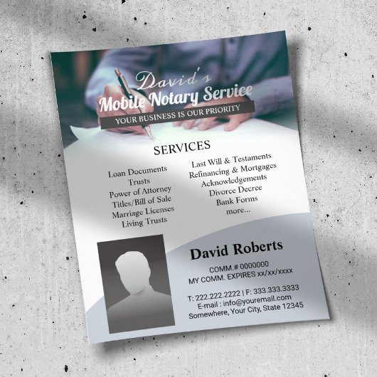 Mobiele Notaris & de Handtekenaar van de Lening Pr Flyer