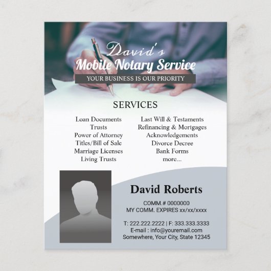 Mobiele Notaris & de Handtekenaar van de Lening Pr Flyer (Voorkant)