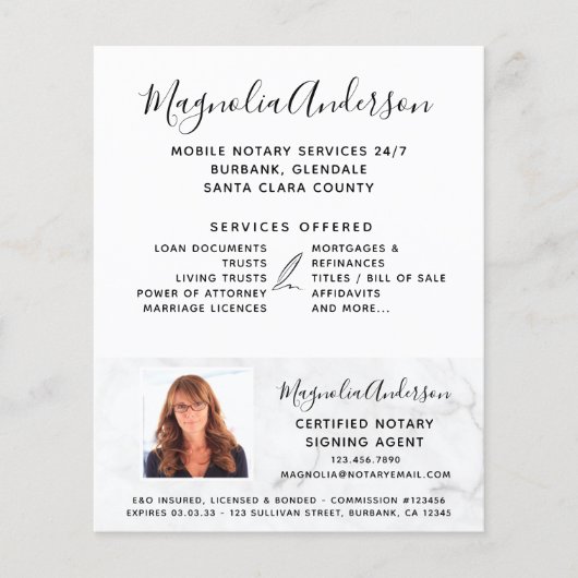 Mobiele Notaris Dienst Marble Flyer (Voorkant)