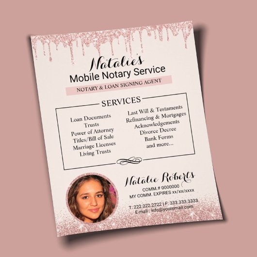 Mobiele Notaris Dienst Modern Roze Goud Drips Flyer