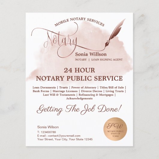 Mobiele Notaris en Leningen die Blush Pink Agate F Flyer (Voorkant)
