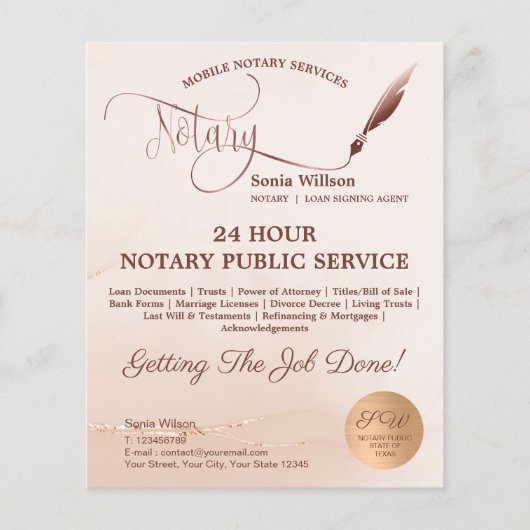 Mobiele Notaris en Leningen die Blush Pink Agate F Flyer (Voorkant)