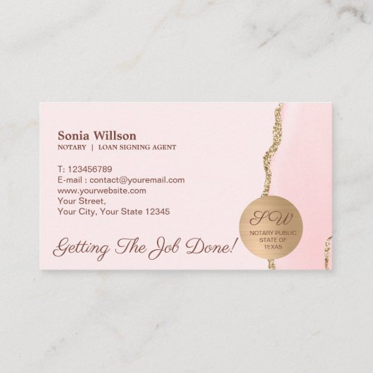 Mobiele notaris en Loan Signing Agent Pink Flyer Visitekaartje (Achterkant)