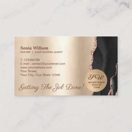 Mobiele notaris en Loan Signing Agent Roos Gold Visitekaartje (Achterkant)