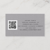 Mobiele notaris grijs-olievrije QR-code Visitekaartje (Achterkant)