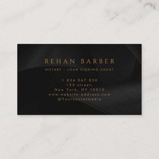 Mobiele notaris lening ondertekening agent zwart & visitekaartje (Achterkant)