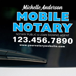 Mobiele Notaris Lening Ondertekenings Agent Blauw  Raamsticker