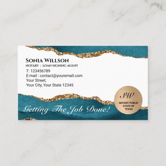 Mobiele notaris & Lening Signing Agent Blauwgroen Visitekaartje (Achterkant)