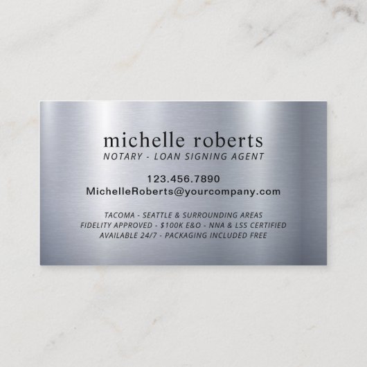 Mobiele Notaris Lening Signing Agent Lux Zwart Zil Visitekaartje (Achterkant)