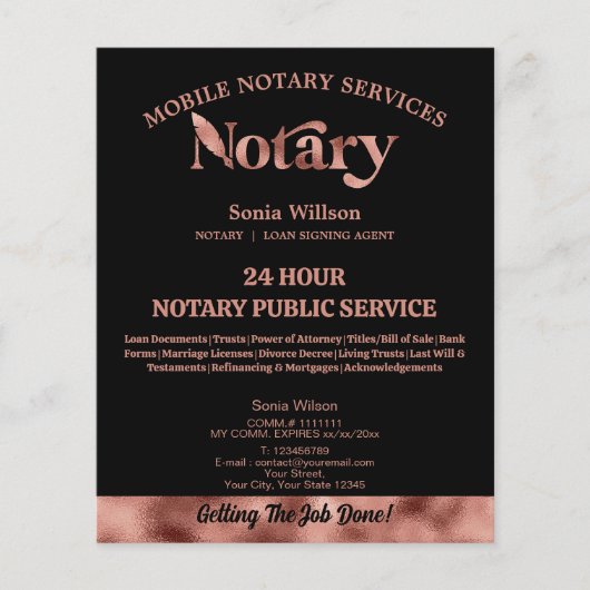 Mobiele notaris & Lening Signing Agent Roos Gold P Flyer (Voorkant)