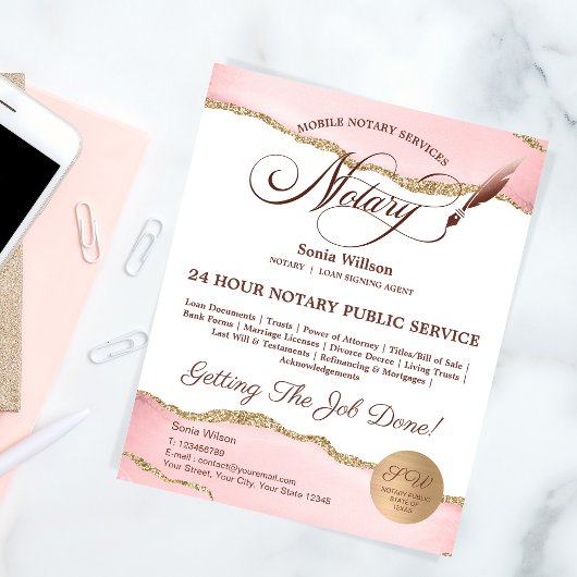 Mobiele Notaris & Lening Signing Agent Roze Agate  Flyer