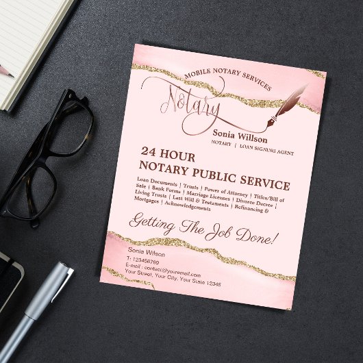 Mobiele Notaris & Lening Signing Agent Roze Agate  Flyer