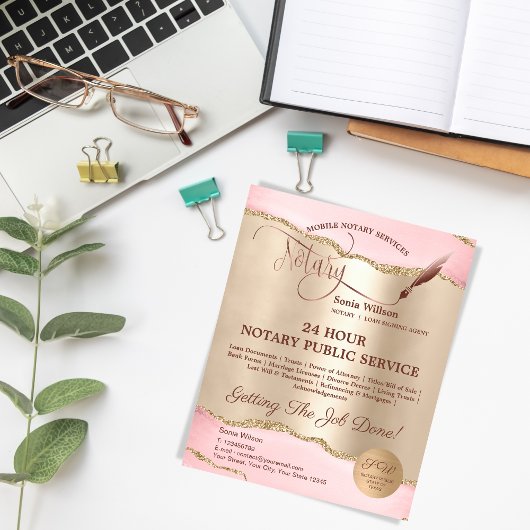 Mobiele Notaris & Lening Signing Agent Roze Agate  Flyer