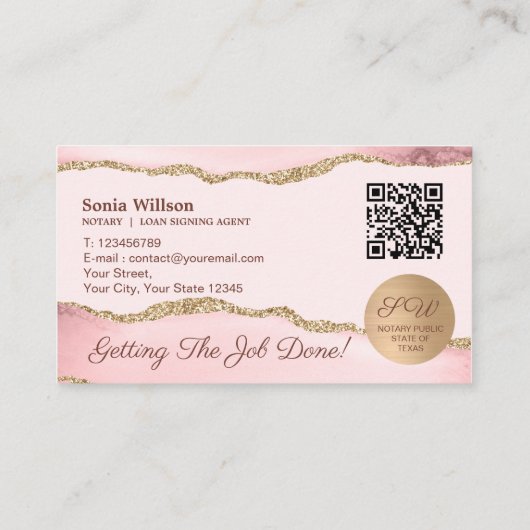 Mobiele Notaris & Lening Signing Agent Roze QR-cod Visitekaartje (Achterkant)