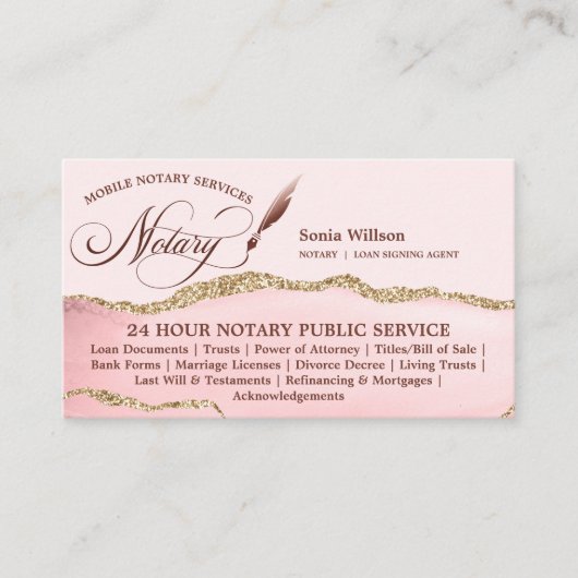 Mobiele Notaris & Lening Signing Agent Roze QR-cod Visitekaartje (Voorkant)
