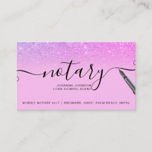 Mobiele Notaris lening typografie paarse glitter Visitekaartje