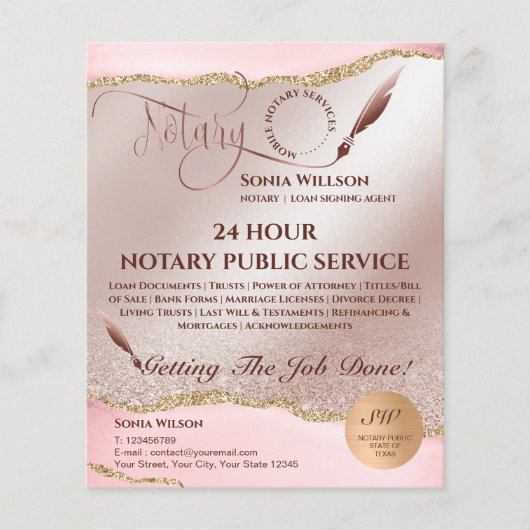Mobiele notaris & leningondertekenaar Pink Agate F Flyer (Voorkant)