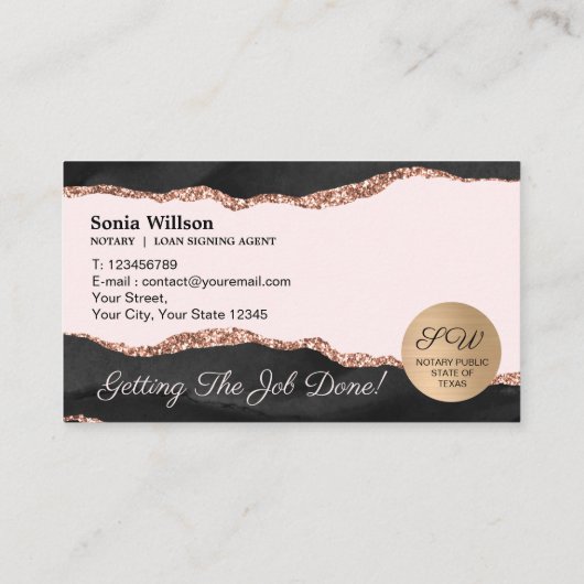 Mobiele Notaris & Loan Signing Agent Black Agate Visitekaartje (Achterkant)
