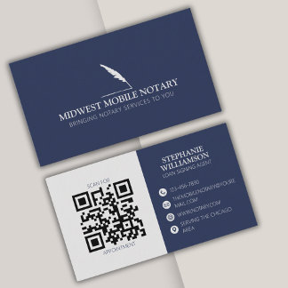 Mobiele Notaris Moderne QR-code Marine Feather Visitekaartje