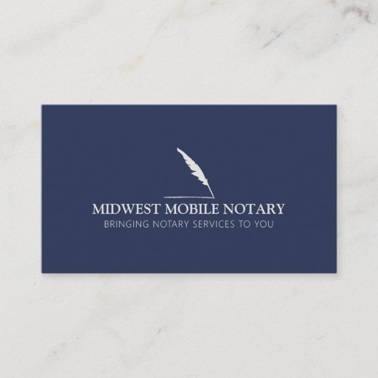 Mobiele Notaris Moderne QR-code Marine Feather Visitekaartje (Voorkant)