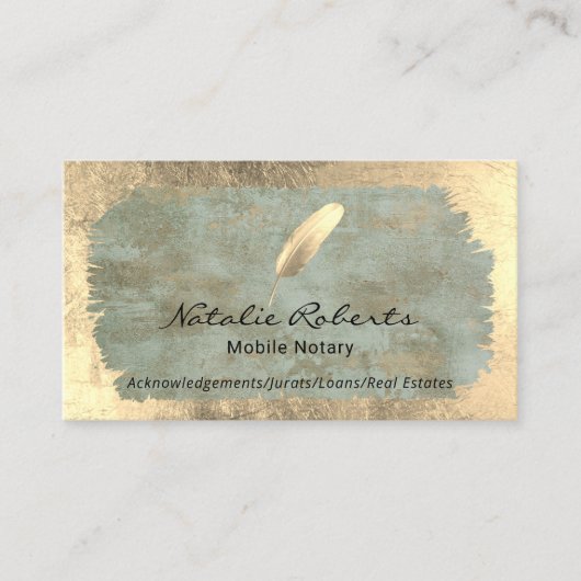 Mobiele notaris ondertekenaar Gold Quill Visitekaartje (Voorkant)