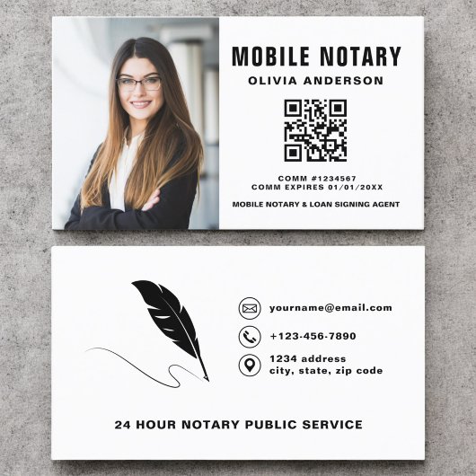Mobiele notaris ondertekenaar QR code foto Visitekaartje
