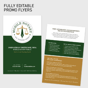 Mobiele notaris openbaar ondertekeningsagent groen flyer