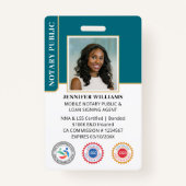 Mobiele Notaris Openbare Foto QR Code ID Blauwgroe Badge (Voorkant)