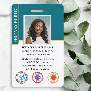 Mobiele Notaris Openbare Foto QR Code ID Blauwgroe Badge