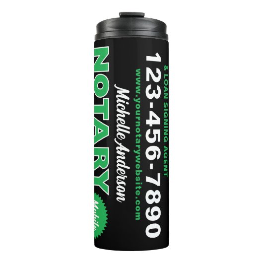 Mobiele notaris openbare groene zwart reizen thermosbeker (Voorkant)