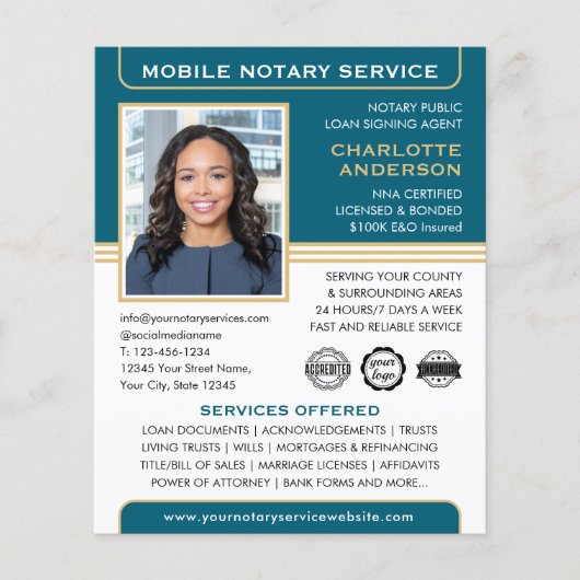 Mobiele notaris openbare lening ondertekenaar Blau Flyer (Voorkant)