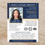 Mobiele notaris openbare lening ondertekening agen flyer<br><div class="desc">Creëer een professionele uitstraling met deze klassieke 'Mobile Notary Service' zakelijke flyers. Een stijlvolle sjabloon gepersonaliseerd met uw foto, naam, gegevens en logo of accreditatiesymbolen. Alle tekst en afbeeldingen kunnen worden aangepast of verwijderd, zodat u de gewenste informatie kunt opnemen. Een effectieve manier om uw bedrijf te promoten en reclame...</div>