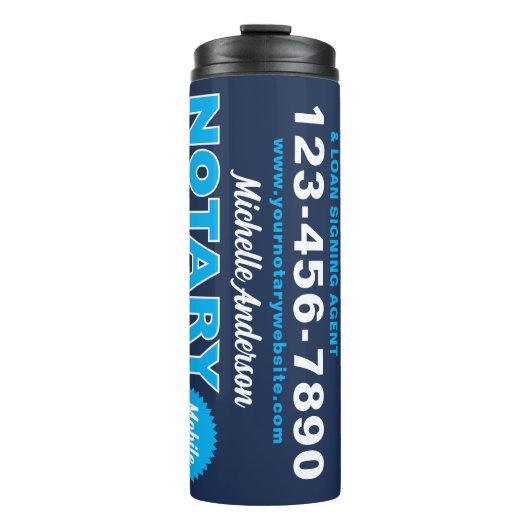 Mobiele notaris openbare marine blauw reizen thermosbeker (Voorkant)