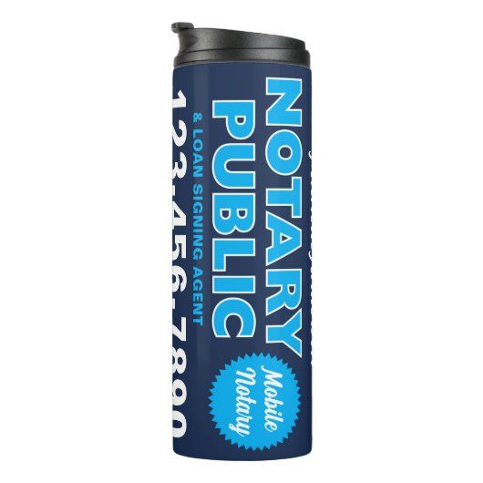 Mobiele notaris openbare marine blauw reizen thermosbeker (Geroteerd rechts)
