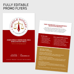 Mobiele notaris openbare ondertekeningsagent rood flyer